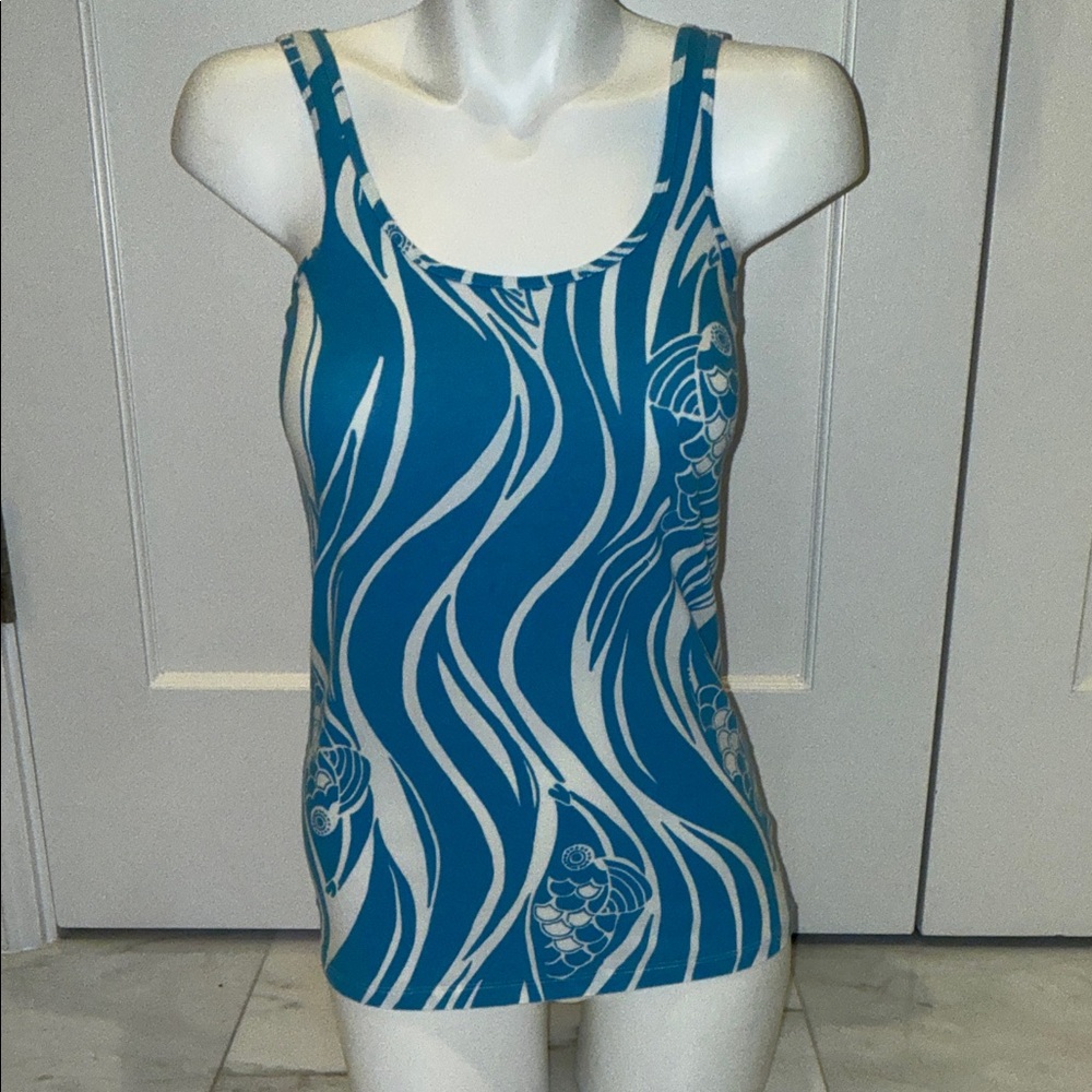 Lilly Pulitzer Tabbie Tank in Blue Crush Bamboom size medium
